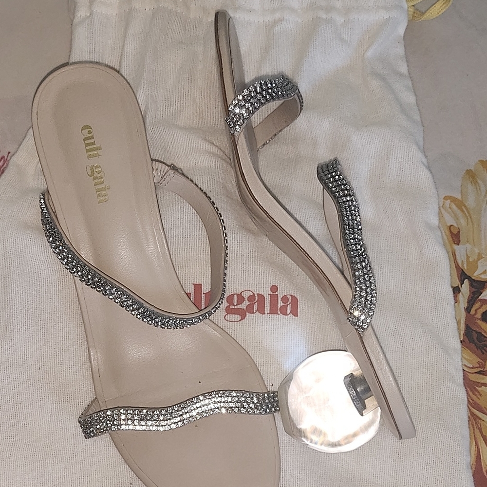 Cult Gaia Silver Embellished Heels